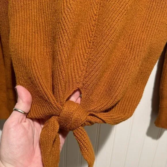 Anthropologie Moth Freeport Tie Front Sweater Rust Size Small - Picture 3 of 6